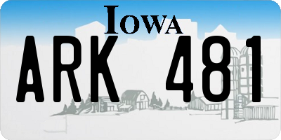 IA license plate ARK481