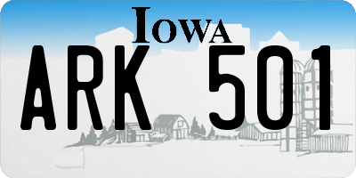 IA license plate ARK501