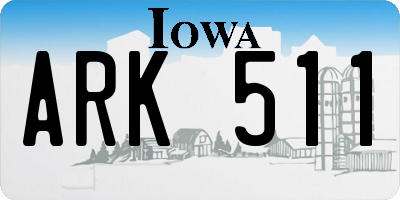 IA license plate ARK511