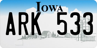 IA license plate ARK533