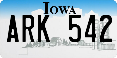 IA license plate ARK542