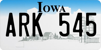 IA license plate ARK545