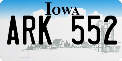 IA license plate ARK552