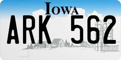 IA license plate ARK562