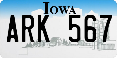 IA license plate ARK567