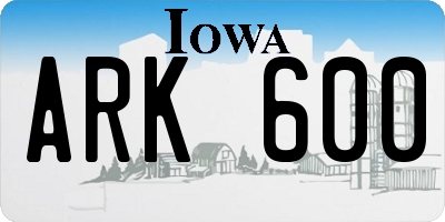 IA license plate ARK600