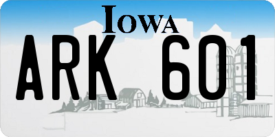 IA license plate ARK601