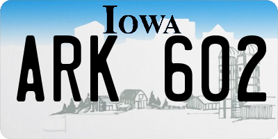 IA license plate ARK602