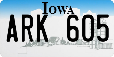 IA license plate ARK605