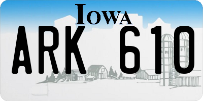 IA license plate ARK610