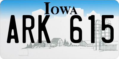 IA license plate ARK615