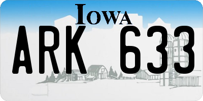 IA license plate ARK633