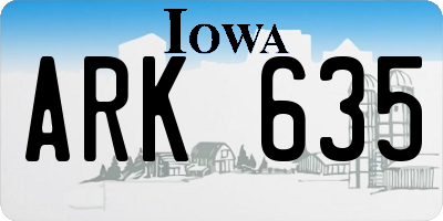 IA license plate ARK635