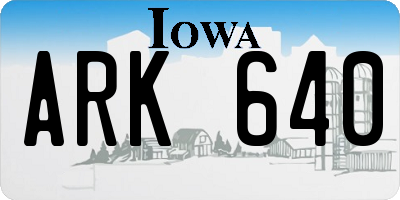 IA license plate ARK640