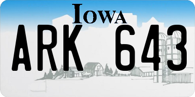 IA license plate ARK643