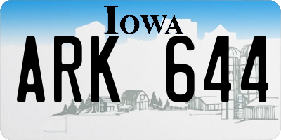 IA license plate ARK644