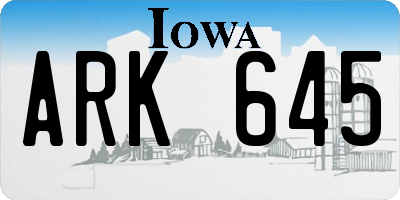 IA license plate ARK645