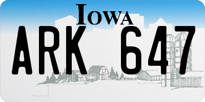 IA license plate ARK647