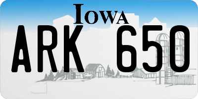 IA license plate ARK650