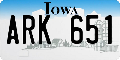 IA license plate ARK651