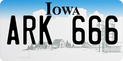 IA license plate ARK666