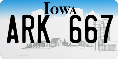 IA license plate ARK667