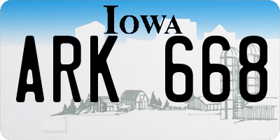 IA license plate ARK668