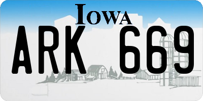 IA license plate ARK669
