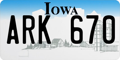IA license plate ARK670