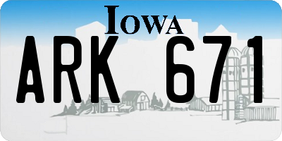 IA license plate ARK671
