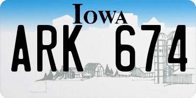 IA license plate ARK674