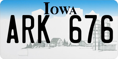 IA license plate ARK676