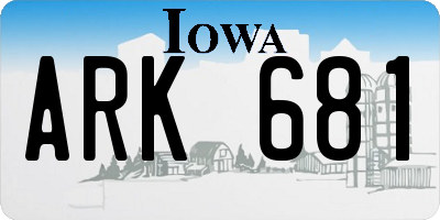 IA license plate ARK681