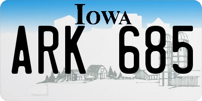 IA license plate ARK685