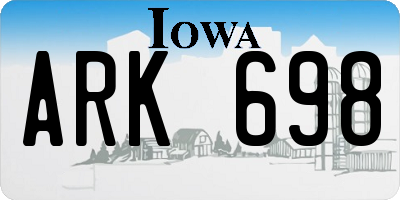 IA license plate ARK698