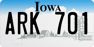 IA license plate ARK701