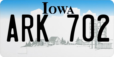 IA license plate ARK702