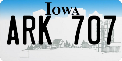 IA license plate ARK707