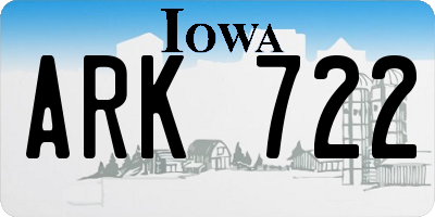 IA license plate ARK722