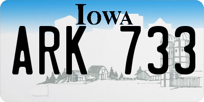 IA license plate ARK733