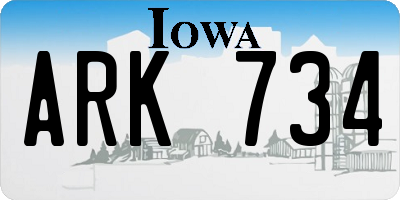 IA license plate ARK734