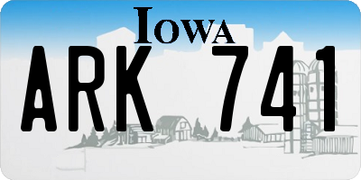 IA license plate ARK741