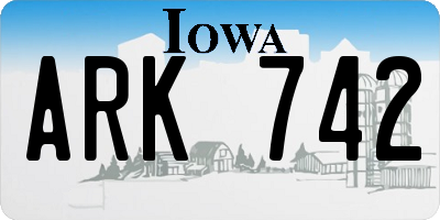 IA license plate ARK742