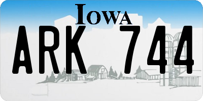 IA license plate ARK744