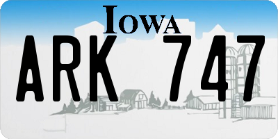 IA license plate ARK747