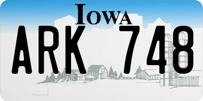 IA license plate ARK748