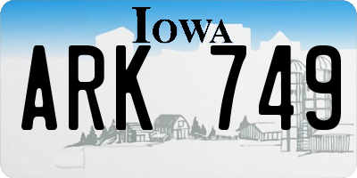 IA license plate ARK749