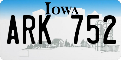 IA license plate ARK752