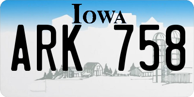 IA license plate ARK758