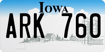 IA license plate ARK760